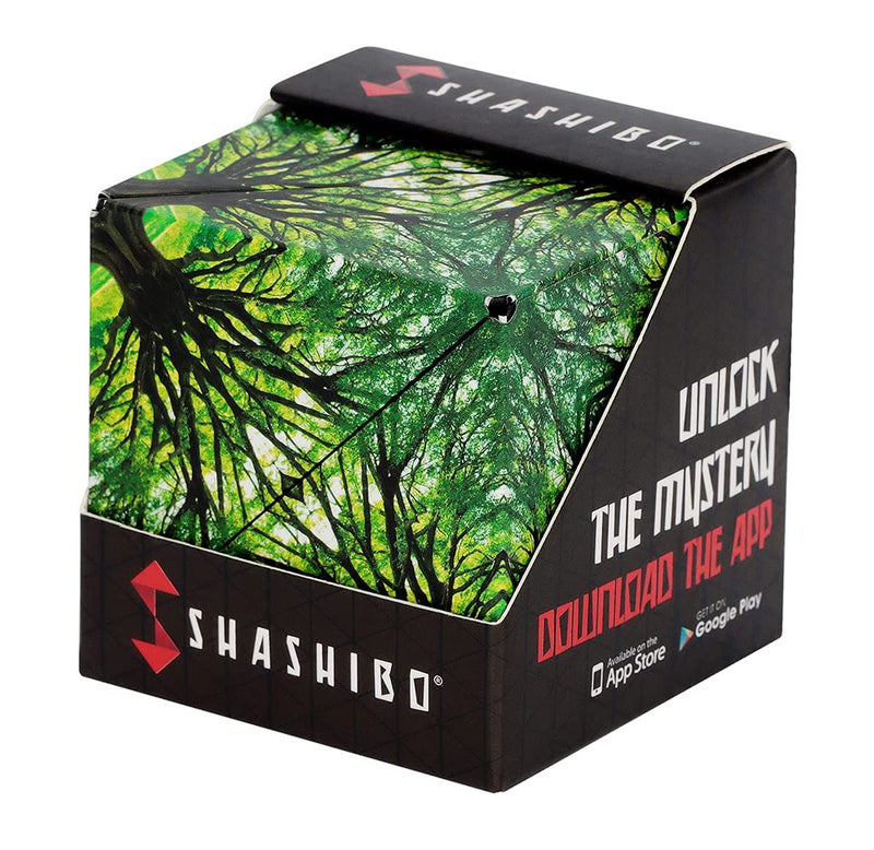 The elements Shashibo features four trees meeting at the center with massive green leaves in open black packaging.