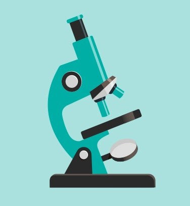 Illustration of a green microscope against a green background.