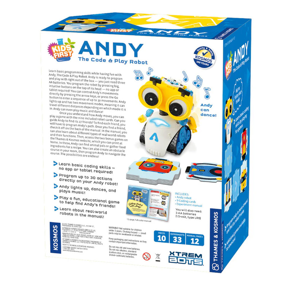 Back of the box of Andy the Code & Play Robot by Thames & Kosmos