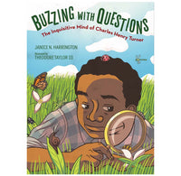 The hardcover book in question features an illustration of Charles Henry Turner as a young boy, standing amidst a grassy field with a magnifying glass held up to his eye. 