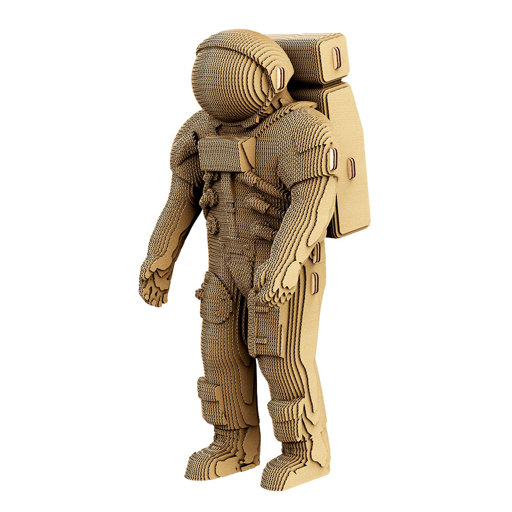 Cardboard astronaut model on a white background