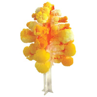 A small paper aspen tree covered in bright yellow and gold micro-crystals.