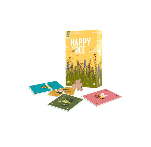 Card game set with 'Happy Bee' packaging with a bee game pieces and cards.