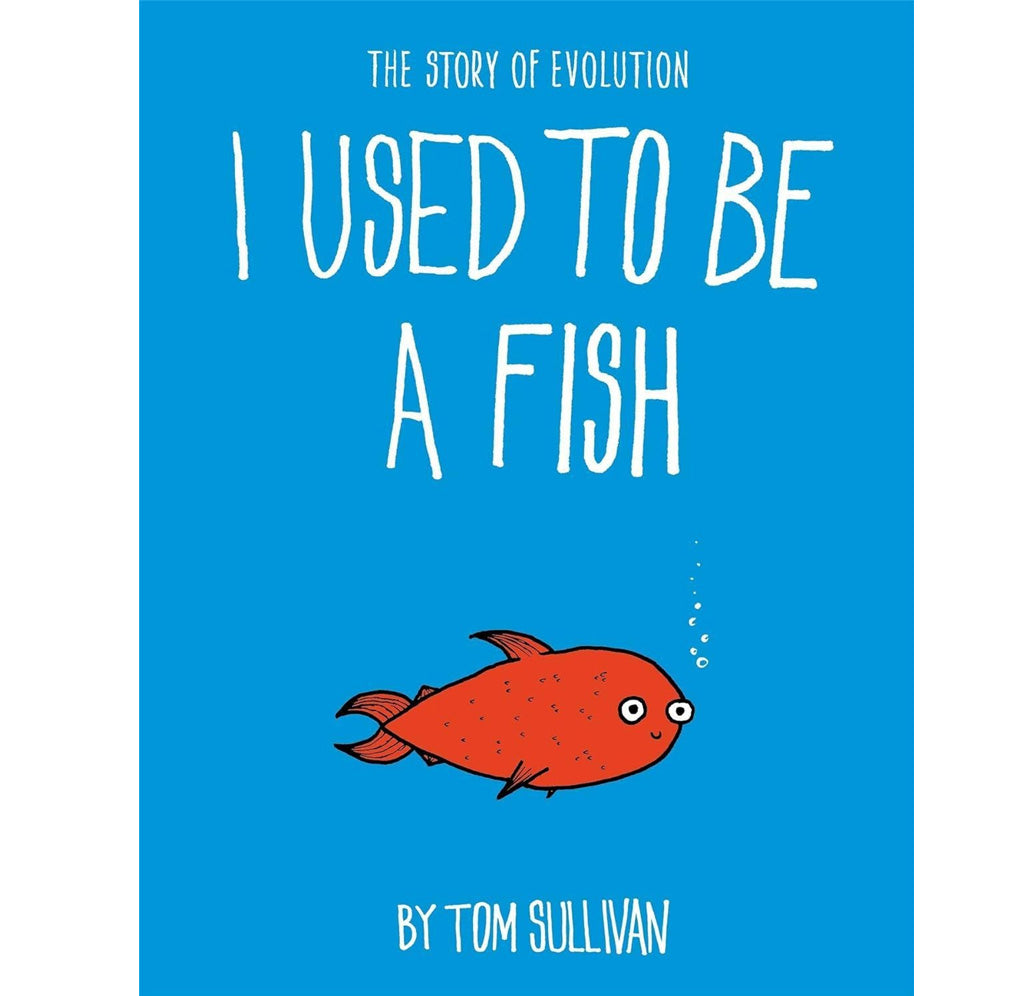 Solid blue front cover with an illustrated red fish. 