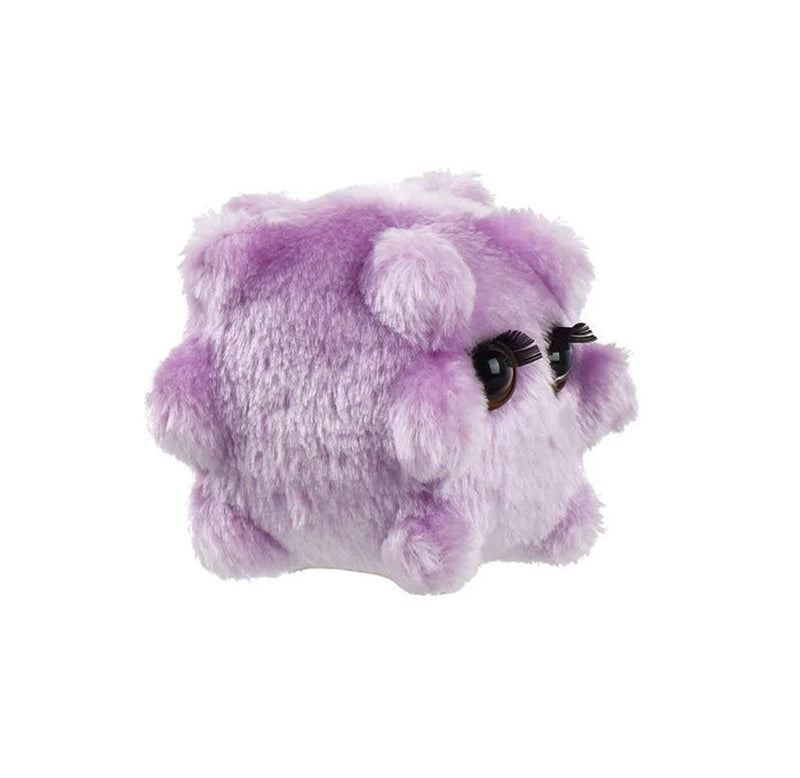 Side view of the stuffed toy showing the shape of the microbe.