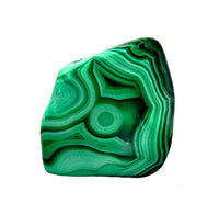 Green malachite stone on a white background