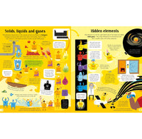 Educational infographic about elements, featuring colorful illustrations and text.
