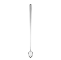Long-handled stainless steel spoon with a small, perforated skull bowl, isolated on white; minimalist product image with a clean, practical tone.