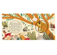 A children's book, 'Sneak!' featuring a colorful illustrated safari scene with a cheetah, antelope, tree branches, and a speech bubble reading 'I'm a cheetah!'. The product is photographed on a plain white background.