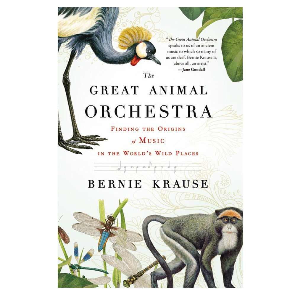A white paperback cover with a large bird, a dragonfly, and a monkey surrounds the title text.