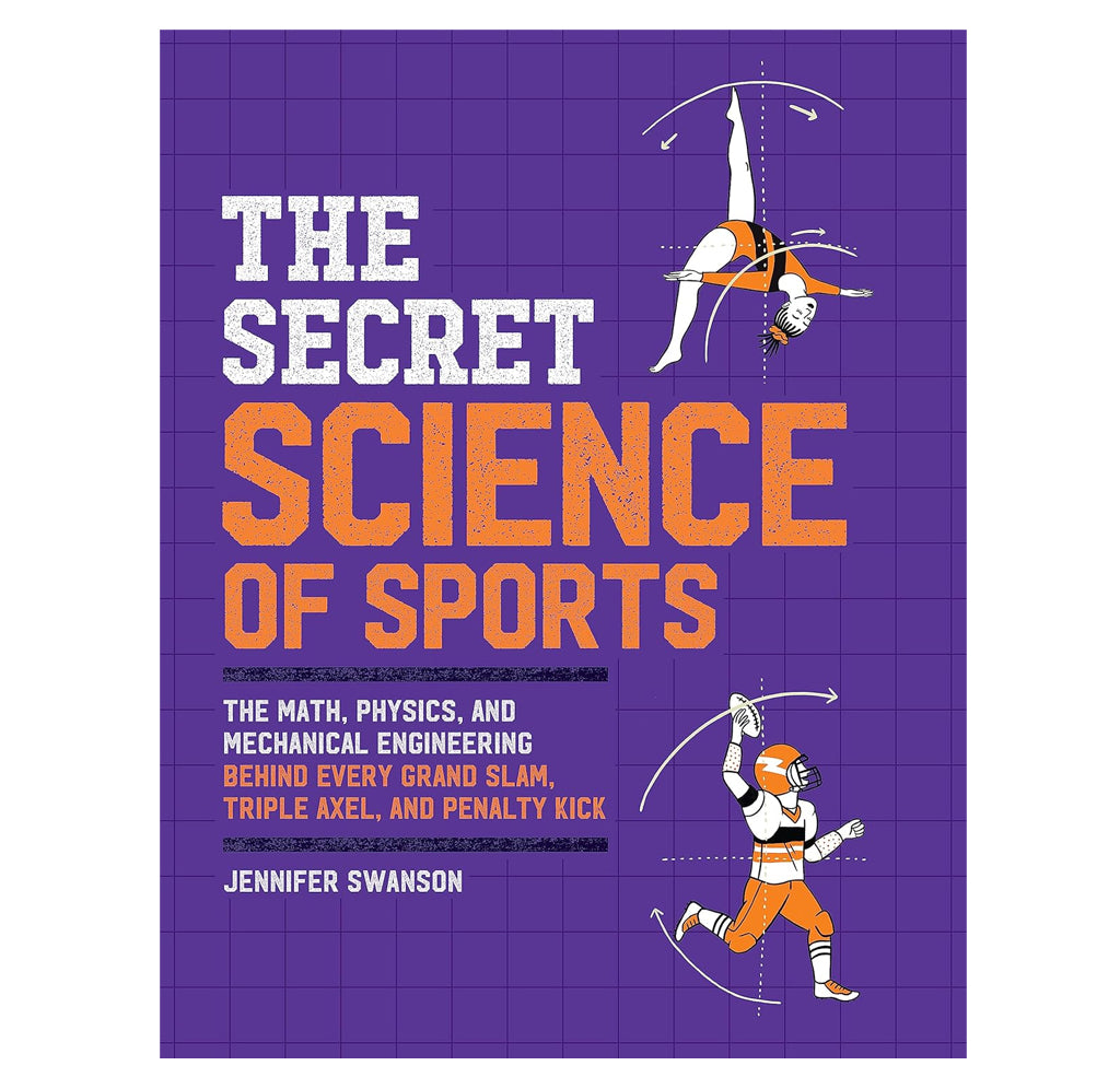 Book cover of 'The Secret Science of Sports' with grid background and sports-themed illustrations.