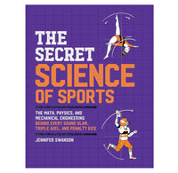 Book cover of 'The Secret Science of Sports' with grid background and sports-themed illustrations.