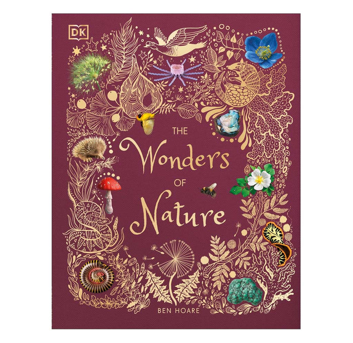 Book cover of 'The Wonders of Nature' with decorative elements on a purple background