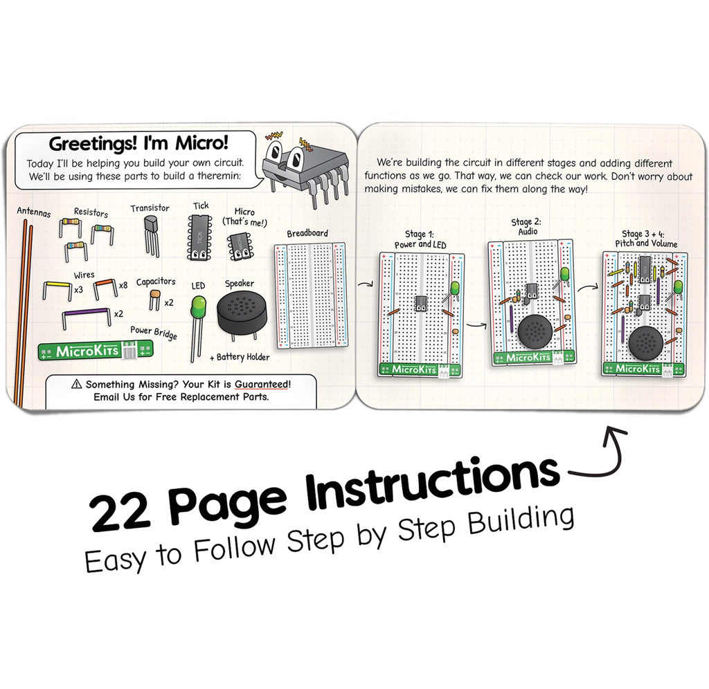 Instruction manual for building a circuit with illustrations and text on a white background