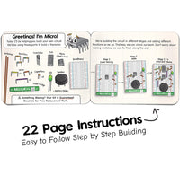 Instruction manual for building a circuit with illustrations and text on a white background
