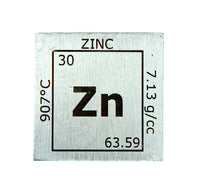 Square metal block with zinc properties on a white background