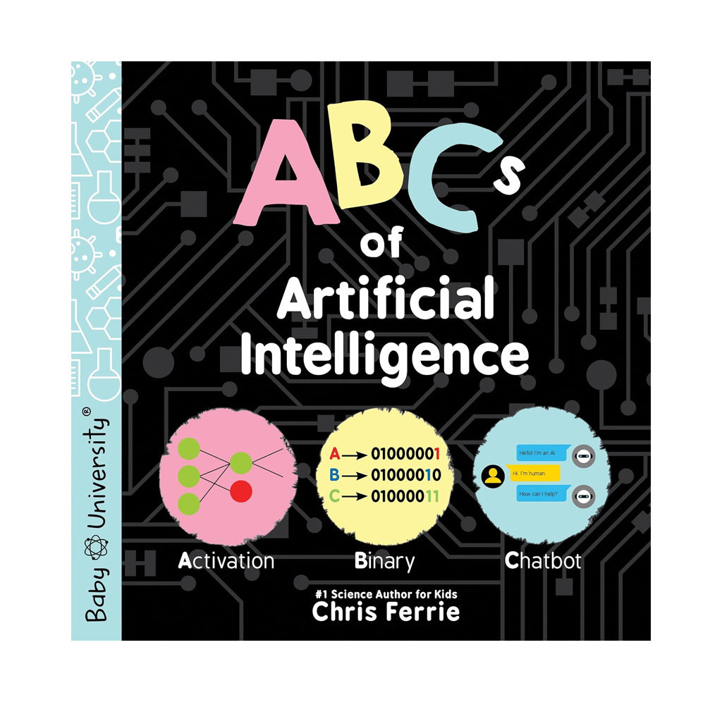 A black background front cover with pink, yellow and blue circles that depict activation, binary and chat box in images. 