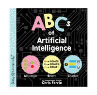 A black background front cover with pink, yellow and blue circles that depict activation, binary and chat box in images. 