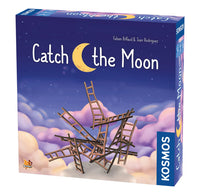 Purple clouds and stacked ladders are depicted on the front of a blue box.