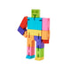 A multicolor, blocky humanoid figure standing up and with one arm on its hip. 