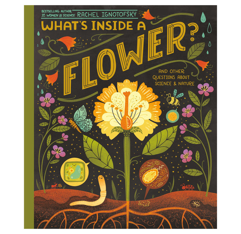 A dark cover illustrated with a cross section of a flower growing from soil.