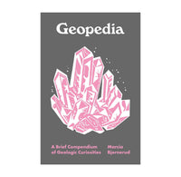 Book cover of 'Geopedia' with pink crystal illustration on a gray background