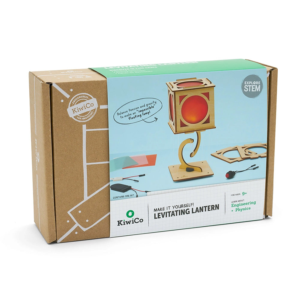 KiwiCo levitating lantern kit cardboard packaging on a white background