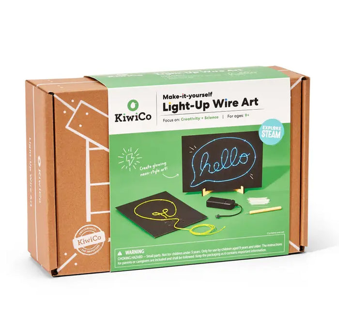KiwiCo light-up wire art kit packaging on a white background