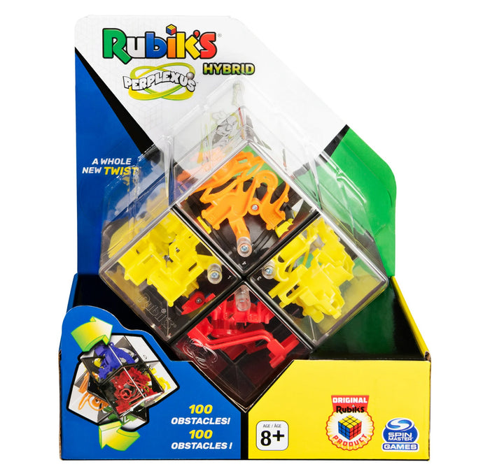 Rubik's Perplexus Hybrid puzzle toy packaging with colorful obstacles inside.
