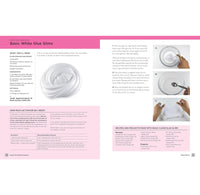 Instructions for making basic white glue slime with images and text on a pink background