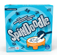 SpinDoodle board game box with blue background and white text