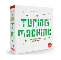 A white box with cut out letters and squares that show a green paper underneath. 