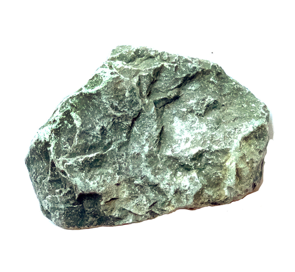 The rock is gray with white streaks through it. The dimensions are 3" x 2".